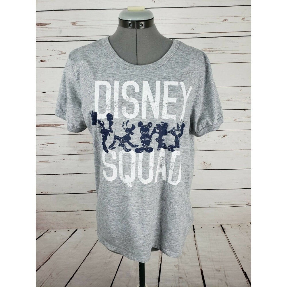 Disney Squad Disney Parks T Shirt Size Large Gray Silhouette Mickey Pluto Minnie